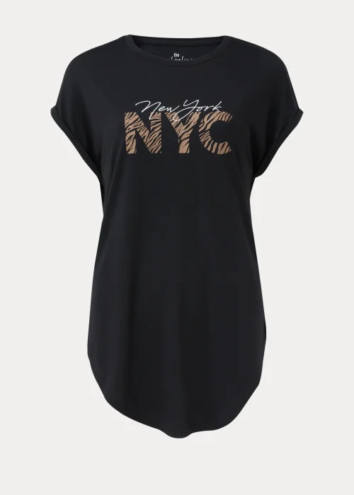 Black Slogan Longline T-Shirt - S Image 5