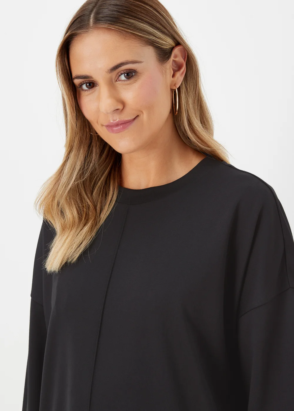 Black Ponte 3/4 Sleeve Top - Size 8 Image 3
