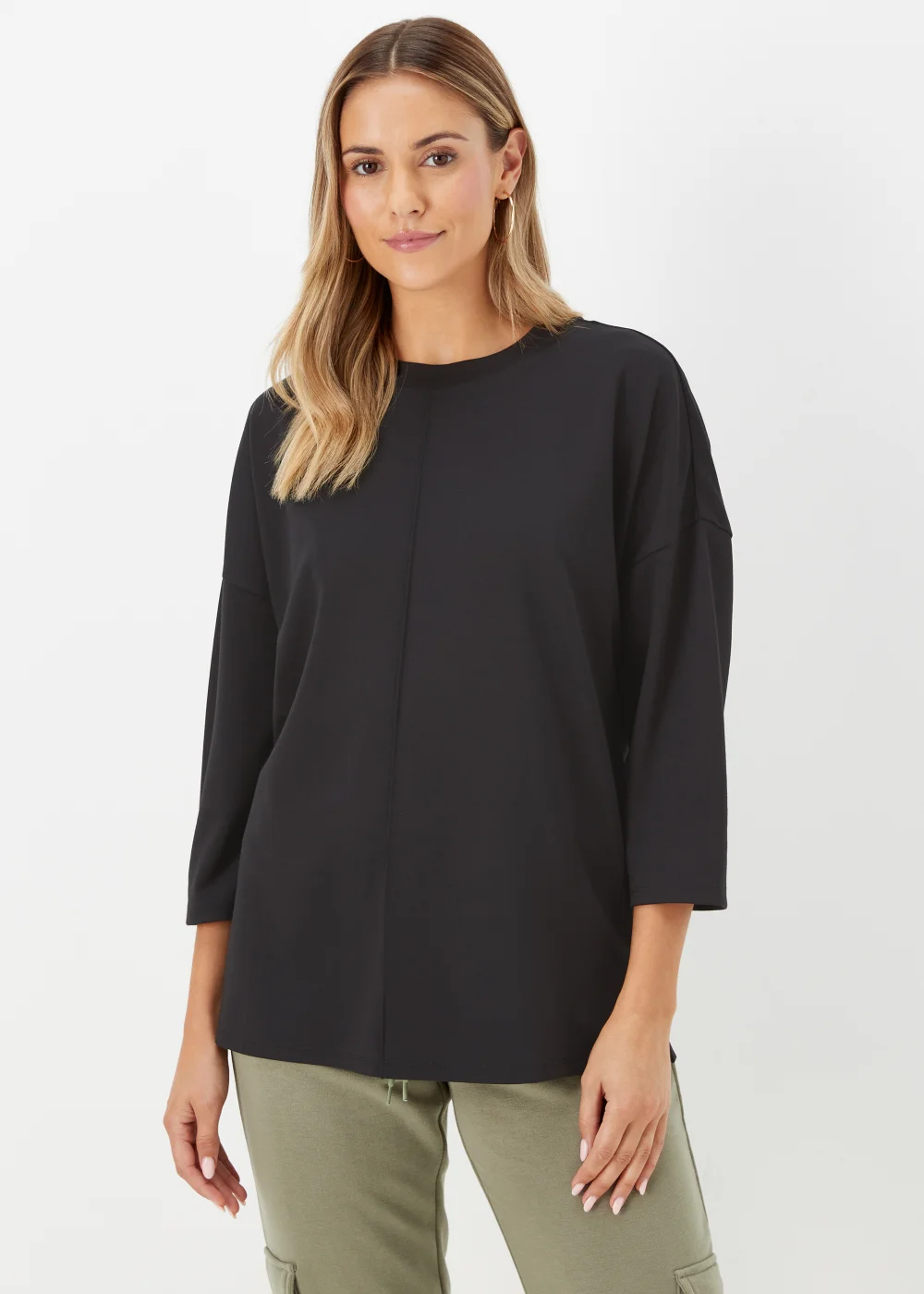 Black Ponte 3/4 Sleeve Top - Size 8 Image 1