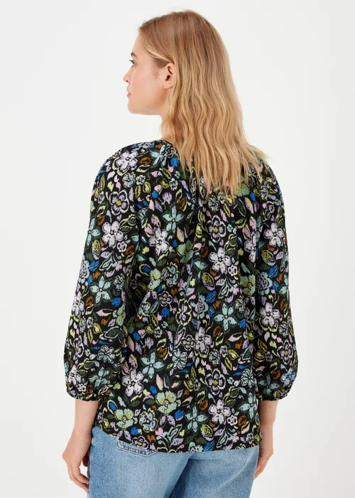 Green Print Textured Boho Top - Size 8 Image 2