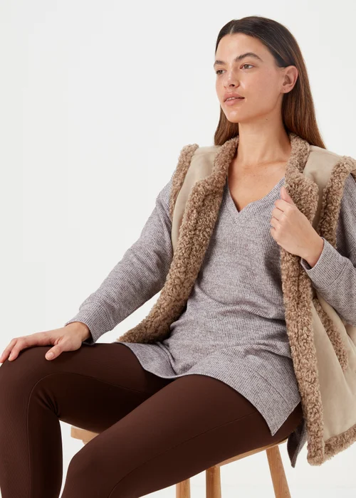 Beige V-Neck Top - S Image 4