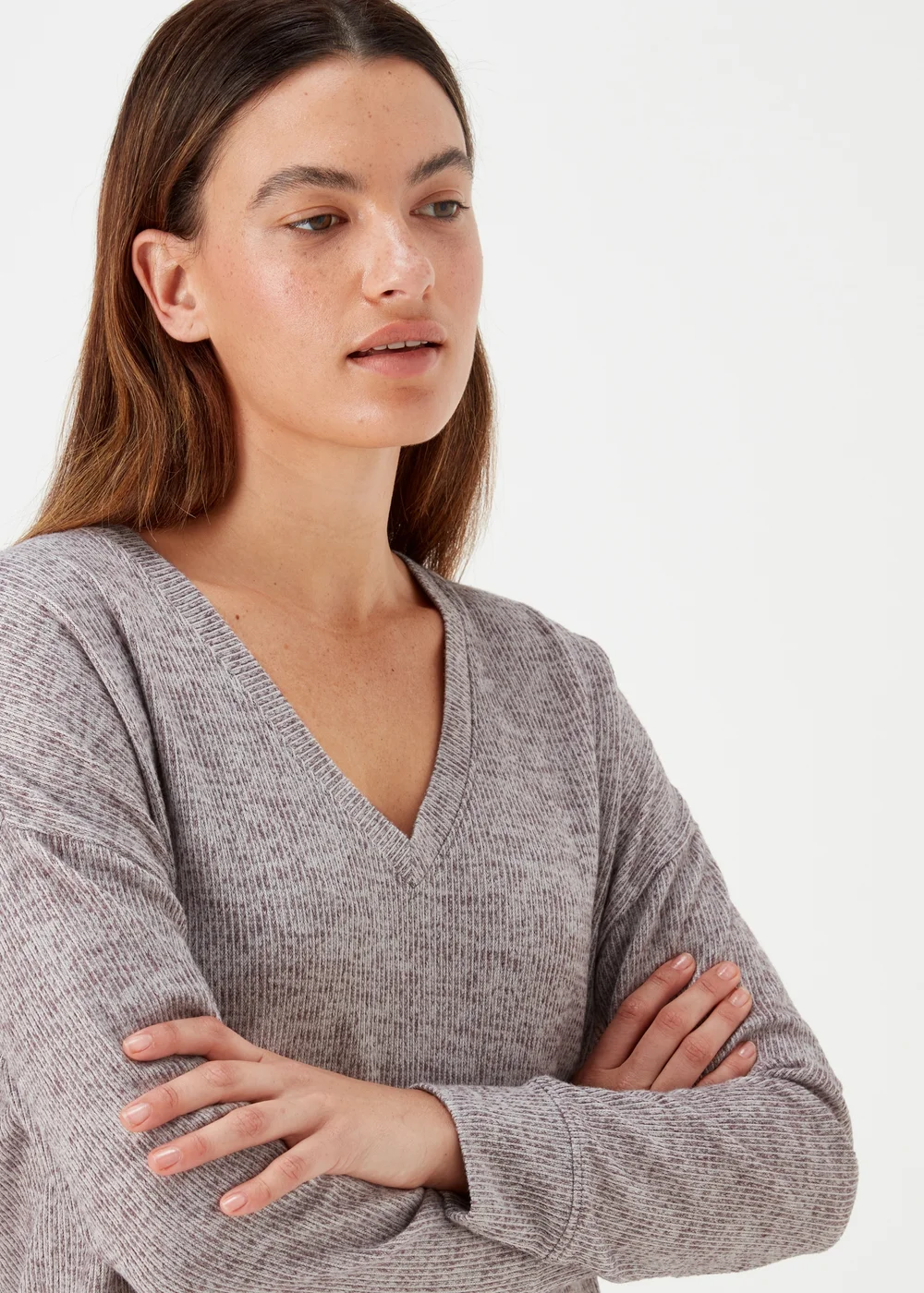 Beige V-Neck Top - S Image 3