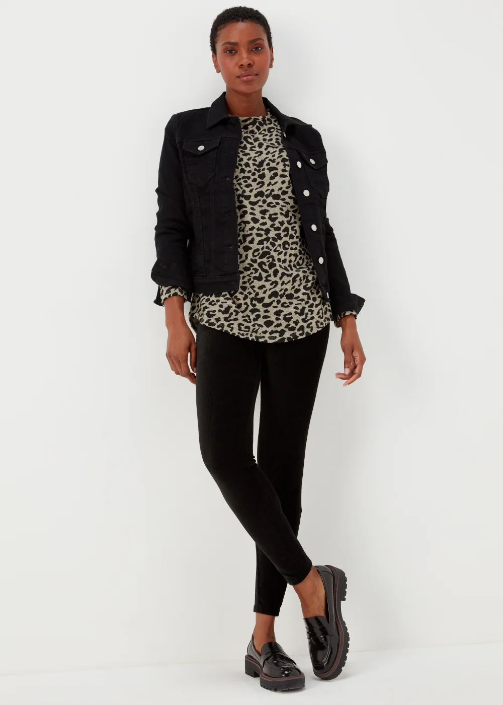 Brown Leopard Print Crewneck Top - S Image 4