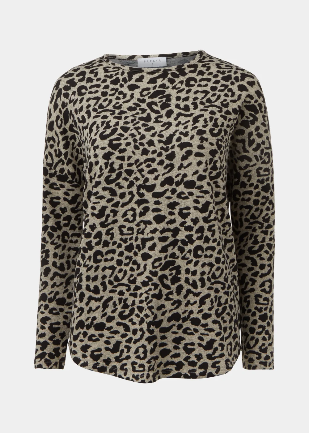 Brown Leopard Print Crewneck Top - S Image 5
