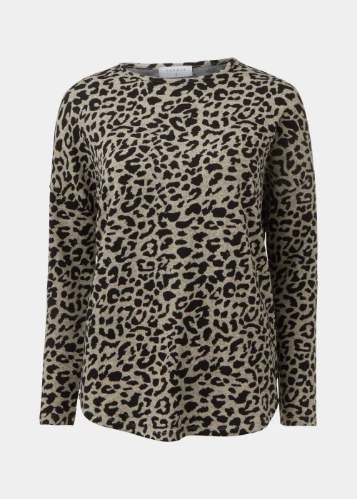 Brown Leopard Print Crewneck Top - S Image 5