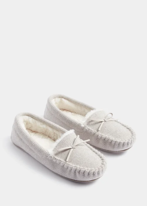 Grey Metallic Moccasin Slippers - Size 3 Image 1