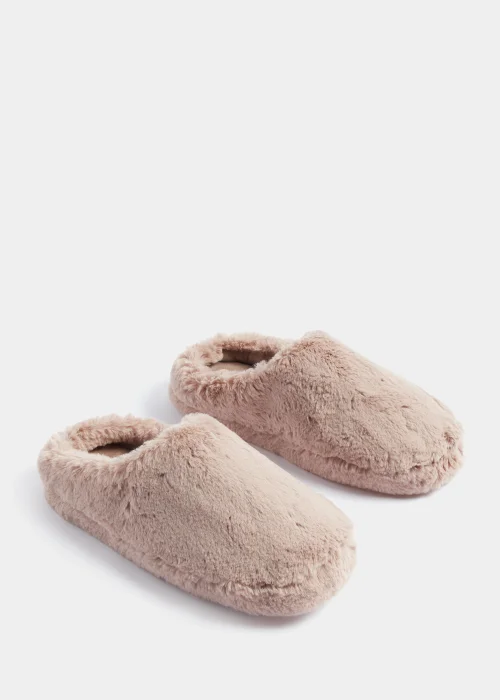 Mink Faux Fur Mule Slippers - Small Image 1