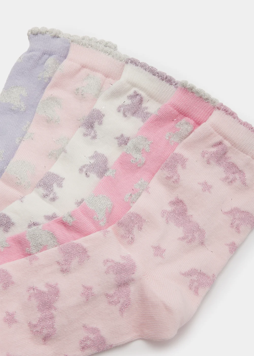 Kids 5 Pack Unicorn Ankle Socks (Younger 6-Older 5.5) - 6-8.5 Image 2
