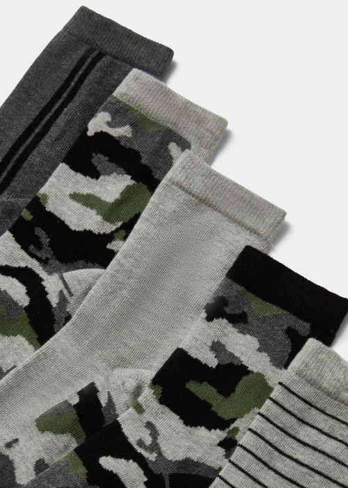 Boys 5 Pack Camo Ankle Socks (Younger 6-Older 6.5) - Sizes 9-12 Image 2