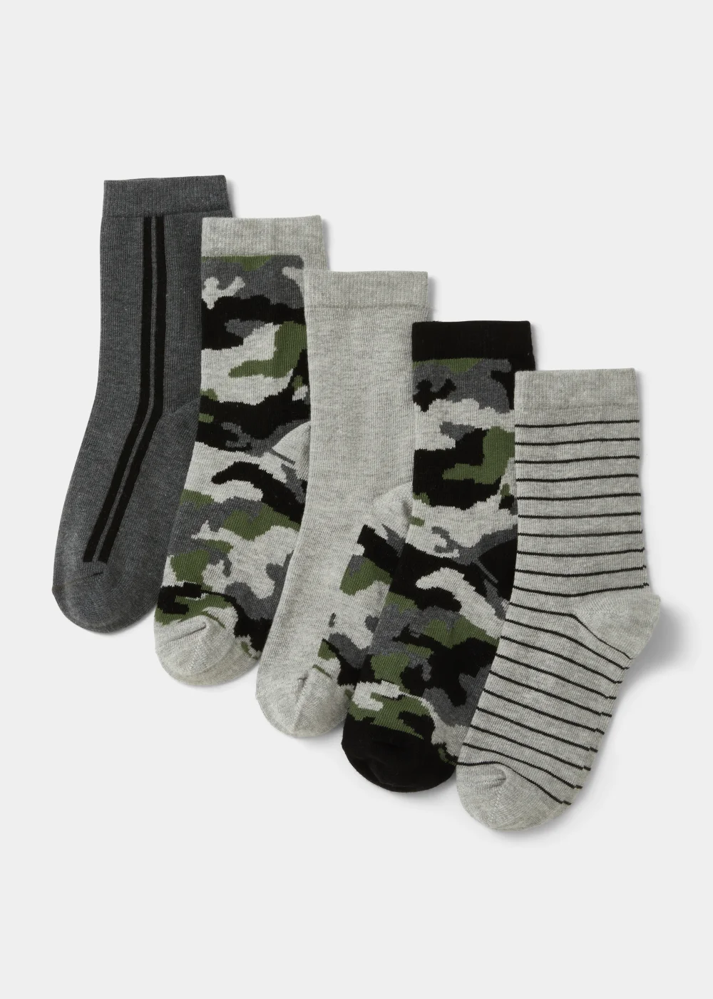 Boys 5 Pack Camo Ankle Socks (Younger 6-Older 6.5) - Sizes 9-12 Image 1