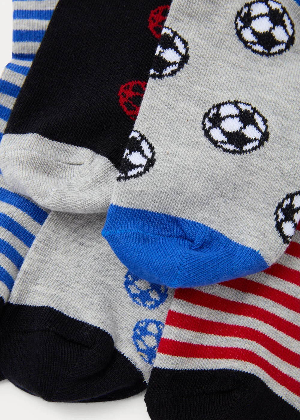 Boys 5 Pack Multicoloured Football Print Ankle Socks (Younger 6-Older 6.5) - Sizes 4-6.5 Image 2