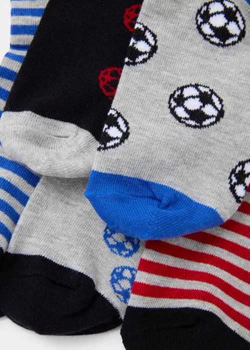 Boys 5 Pack Multicoloured Football Print Ankle Socks (Younger 6-Older 6.5) - Sizes 4-6.5 Image 2
