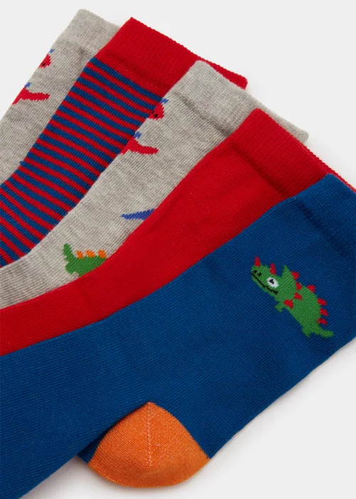 Kids 5 Pack Dinosaur Socks (Younger 6-Older 6.5) - Sizes 4-6.5 Image 2