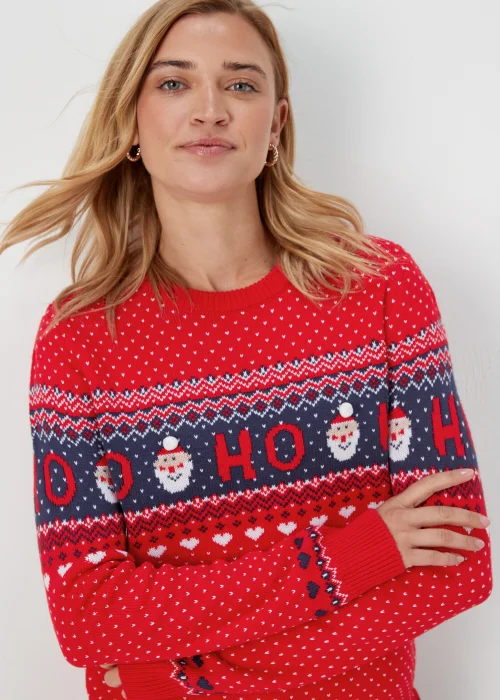 Red Christmas Santa Knitted Jumper - XS Image 3