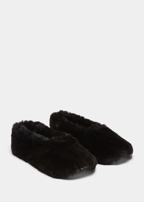 Black Faux Fur Ballet Flats - Size 3 Image 1