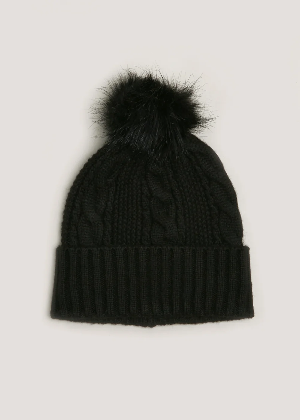 Black Cable Knit Beanie Image 1
