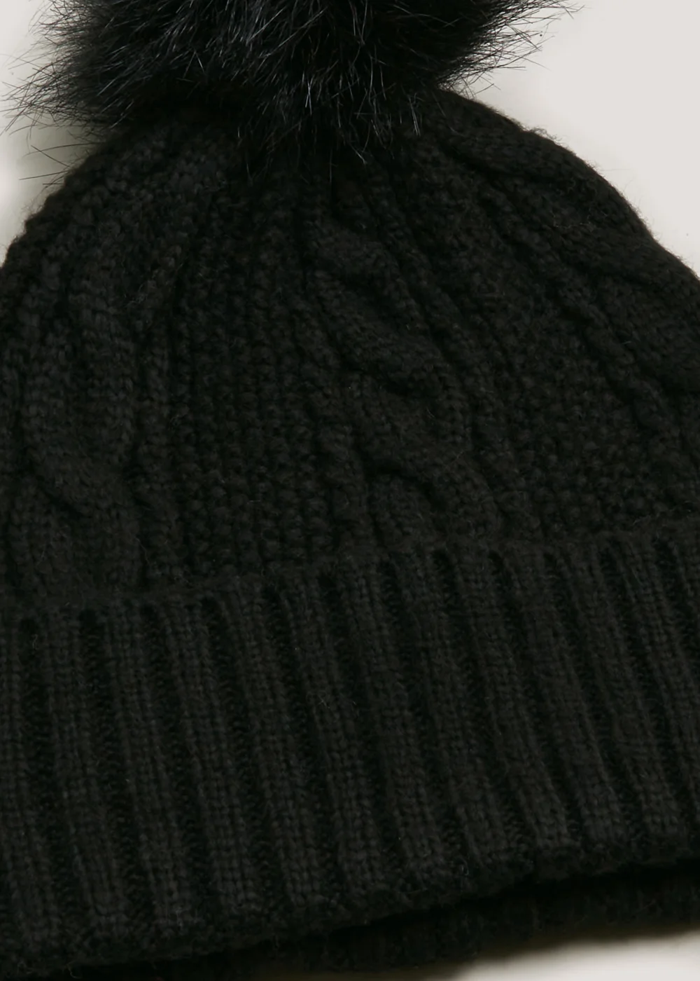 Black Cable Knit Beanie Image 2
