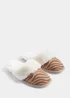 Tan Zebra Foil Faux Fur Trim Mule Slippers - Small Image 1