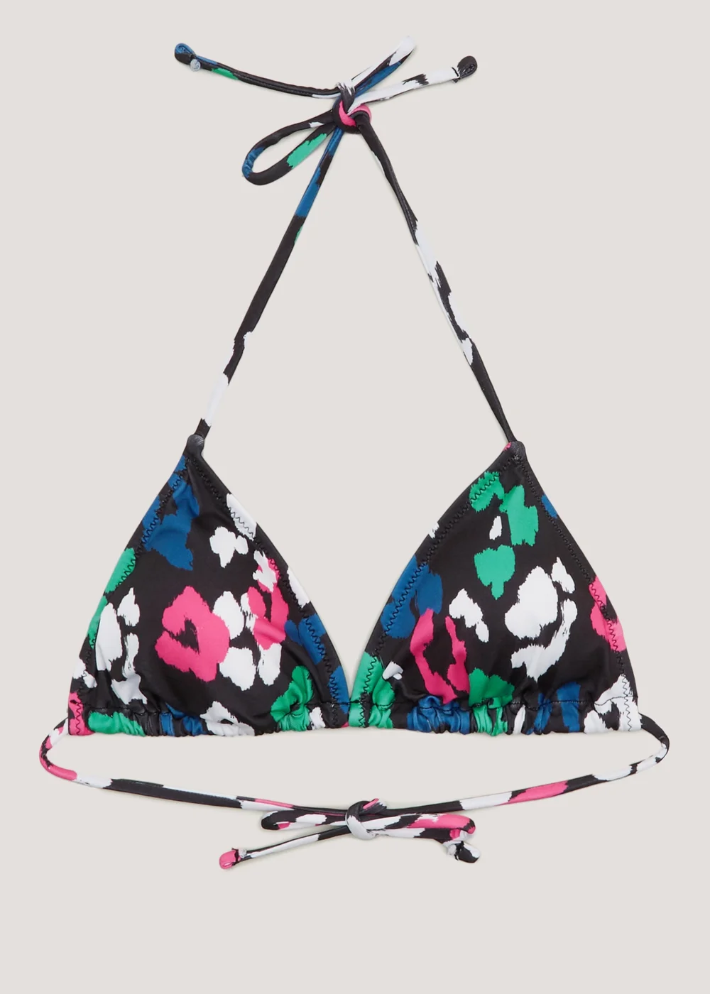 Black Animal Print Triangle Bikini Top - Size 8 Image 4