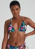 Black Animal Print Triangle Bikini Top - Size 8 Image 1