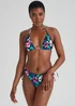 Black Animal Print Triangle Bikini Top - Size 8 Image 3