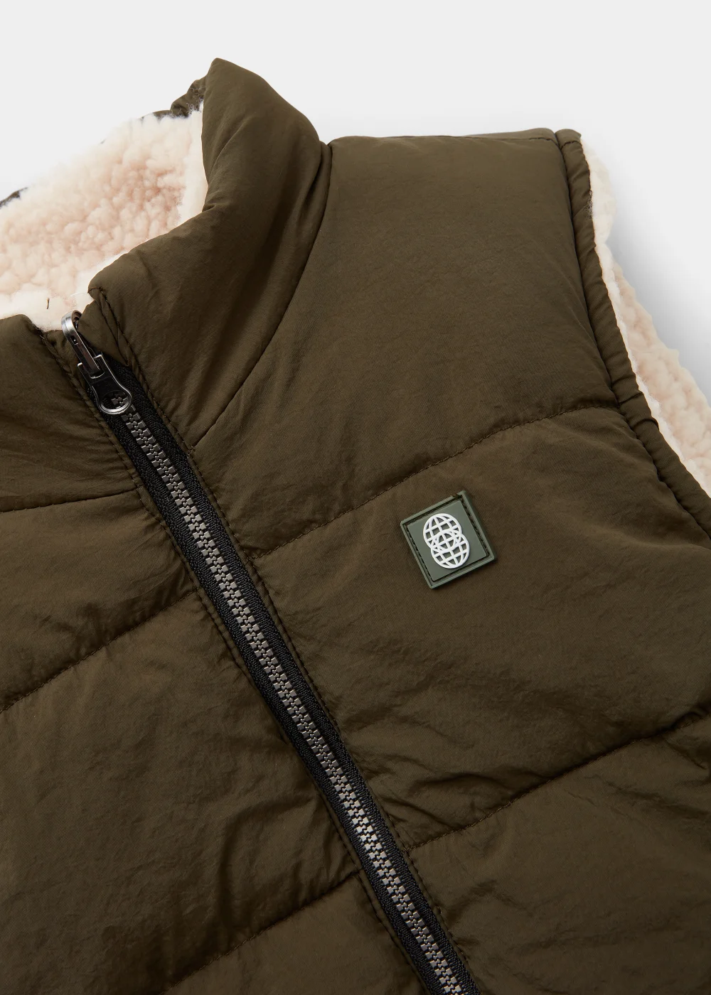 Boys Khaki Borg Reversible Gilet (4-13yrs) - Age 4 Years Image 2