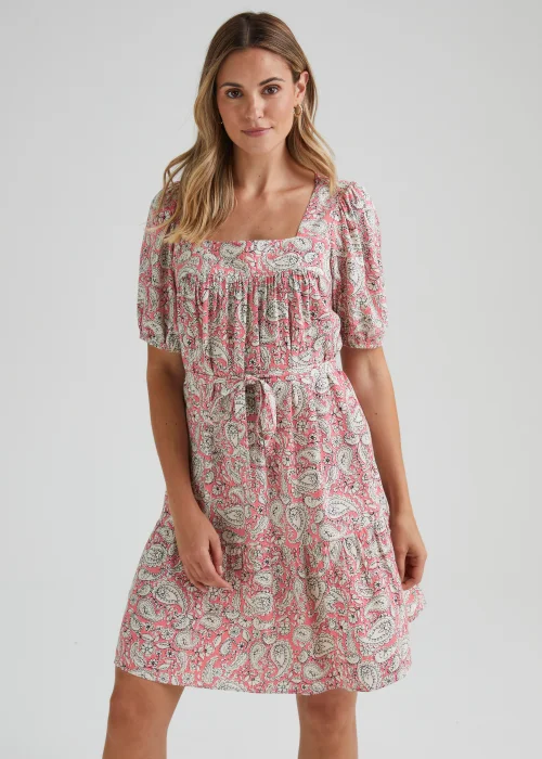 Coral Paisley Print Mini Dress - 8 Image 1