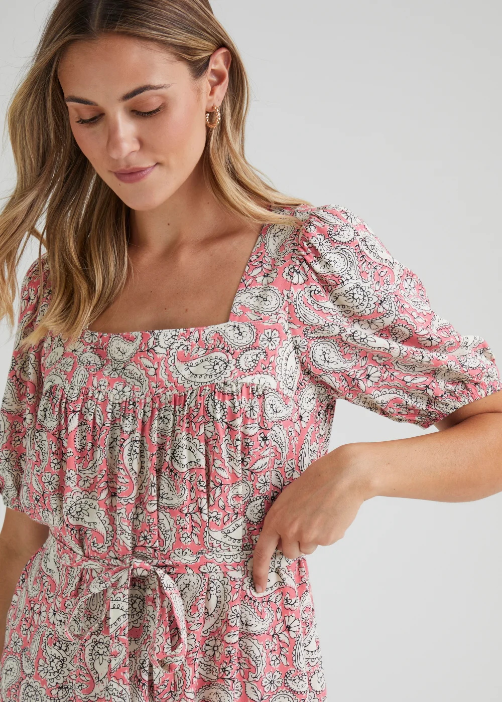 Coral Paisley Print Mini Dress - 8 Image 3