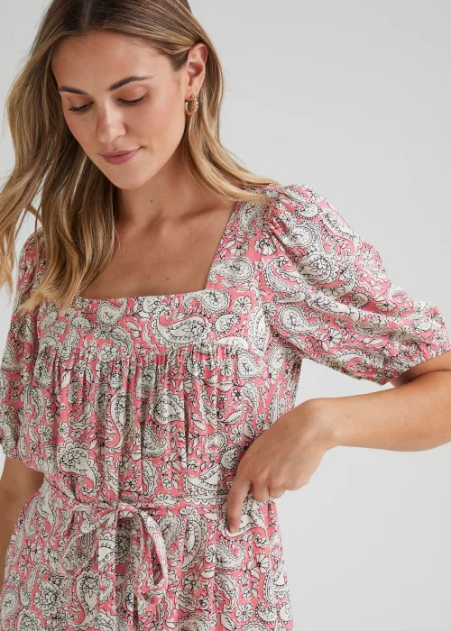 Coral Paisley Print Mini Dress - 8 Image 3