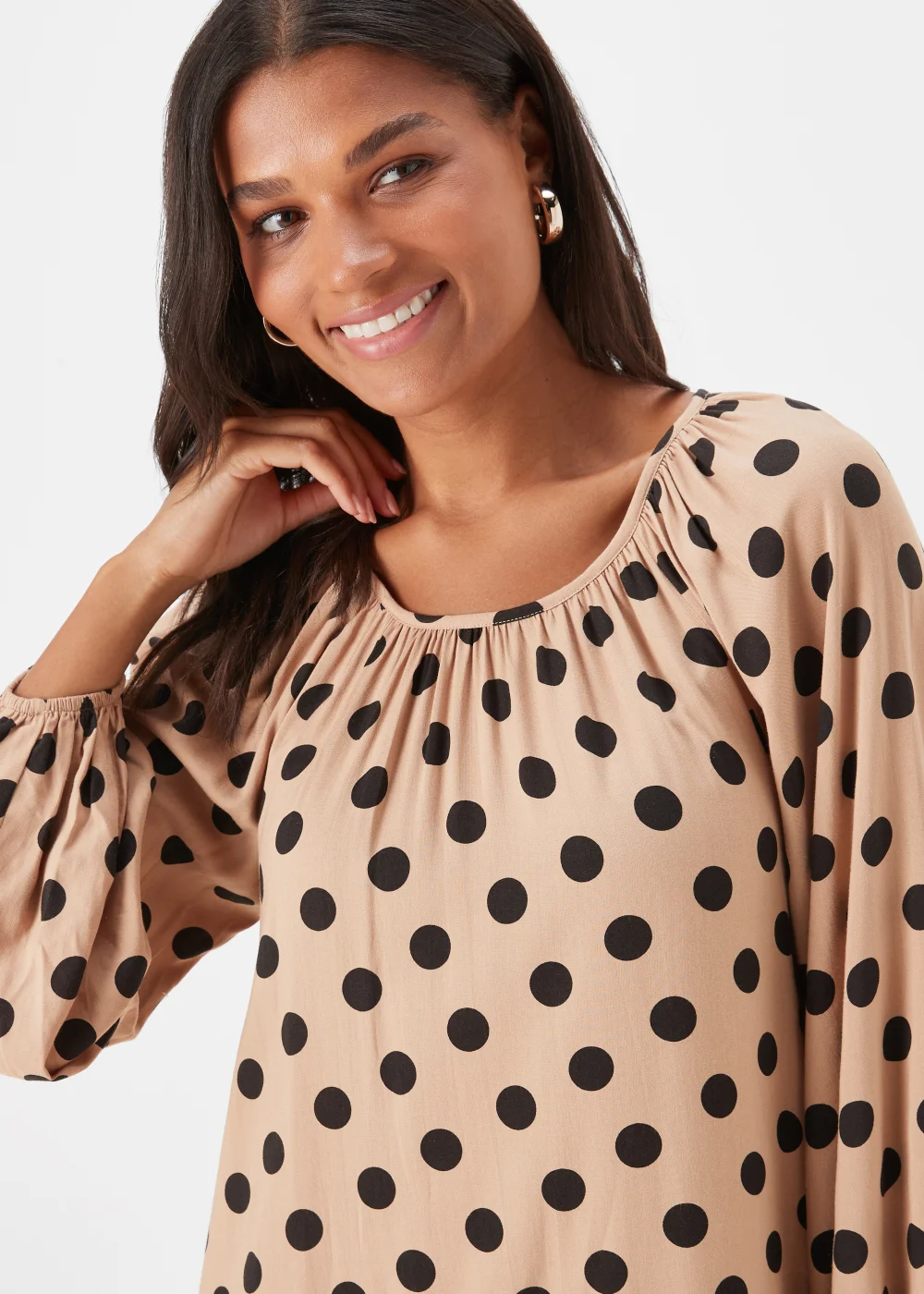 Brown Spot Print Viscose Mini Dress - 8 Image 3
