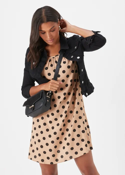Brown Spot Print Viscose Mini Dress - 8 Image 4