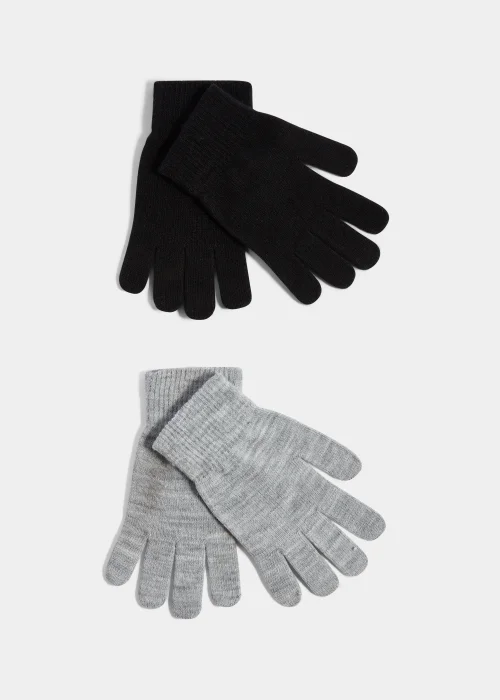 2 Pack Black & Grey Gloves Image 1