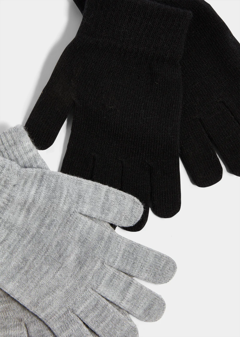 2 Pack Black & Grey Gloves Image 2