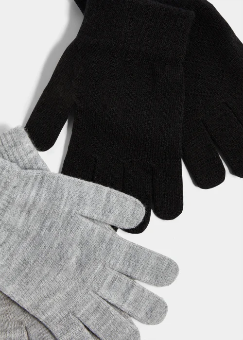 2 Pack Black & Grey Gloves Image 2