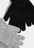 2 Pack Black & Grey Gloves Image 2