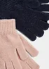 2 Pack Pink & Blue Chenille Gloves Image 2