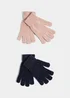 2 Pack Pink & Blue Chenille Gloves Image 1