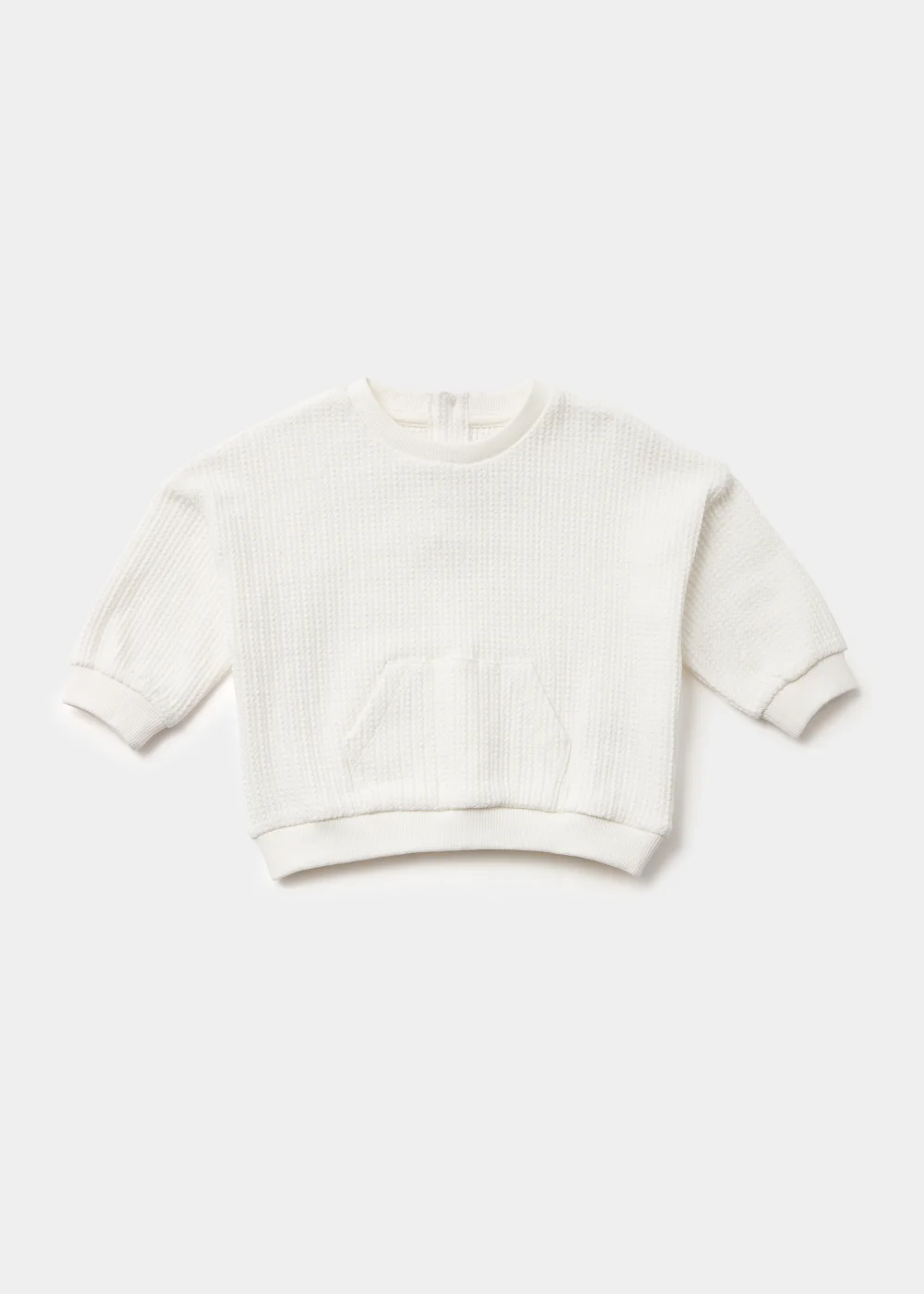 Baby Ecru Waffle Sweatshirt (Newborn-23mths) - 0-3 months Image 1