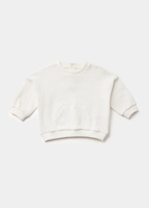 Baby Ecru Waffle Sweatshirt (Newborn-23mths) - 0-3 months Image 1