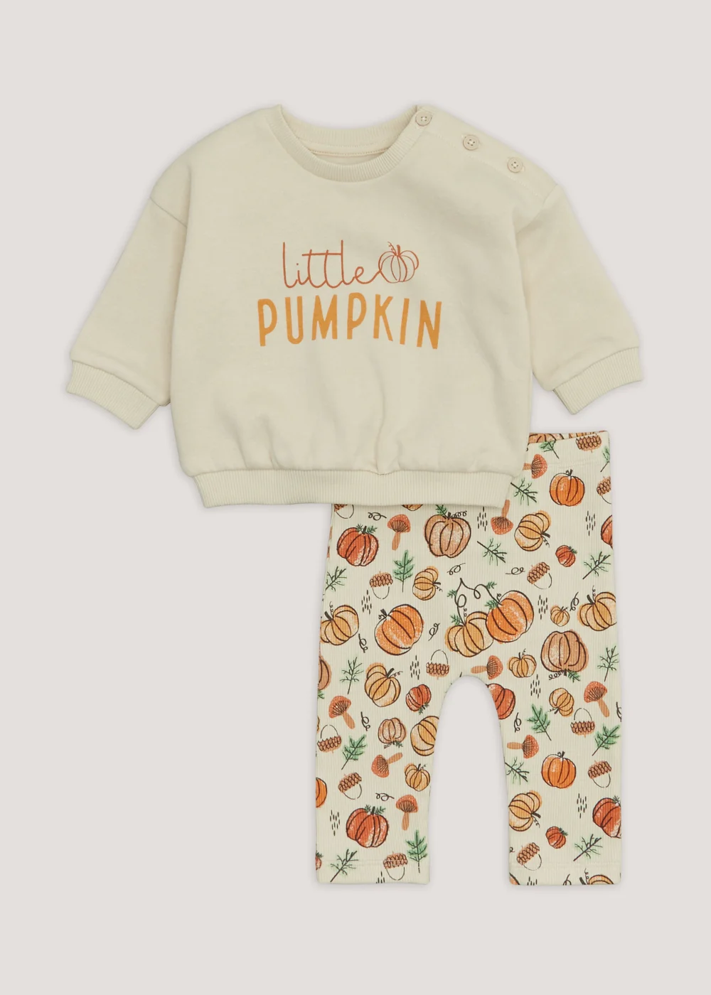 Baby Cream Pumpkin Sweatshirt & Leggings Set (Newborn-23mths) - 0-3 months Image 1