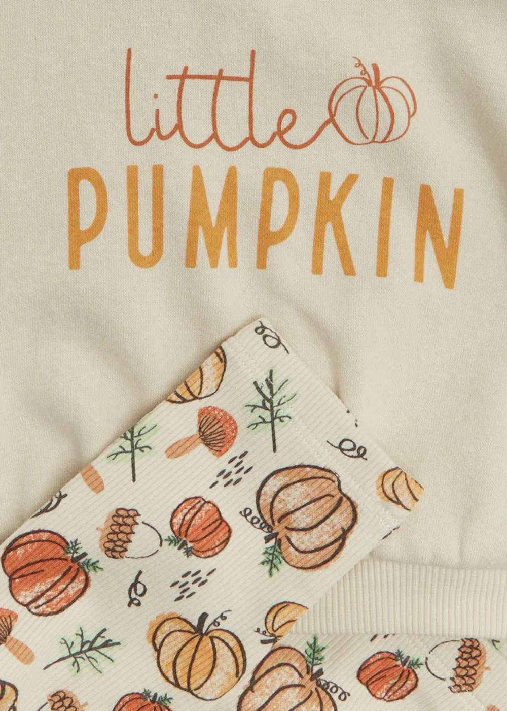 Baby Cream Pumpkin Sweatshirt & Leggings Set (Newborn-23mths) - 0-3 months Image 2