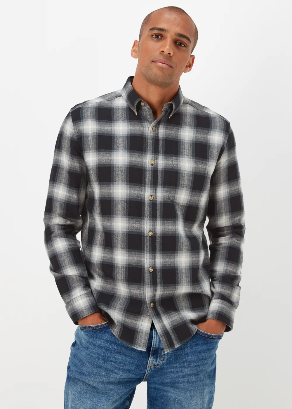 Black Check Long Sleeve Shirt - Small Image 1