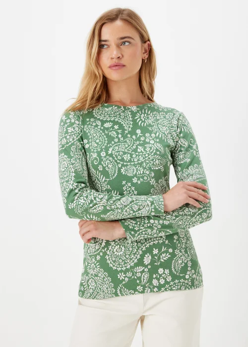 Green Paisley Long Sleeve T-Shirt - Size 8 Image 1