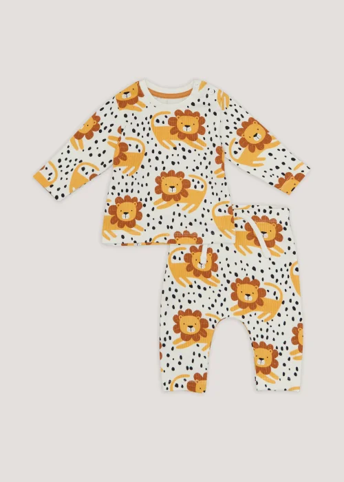 Baby Multicoloured Jungle Print Ribbed Top & Leggings Set (Newborn-23mths) - 0-3 months Image 1