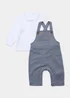 Baby Navy Jersey Dungarees & Polo Shirt Set (Newborn-23mths) - Age 0 - 3 Months Image 1
