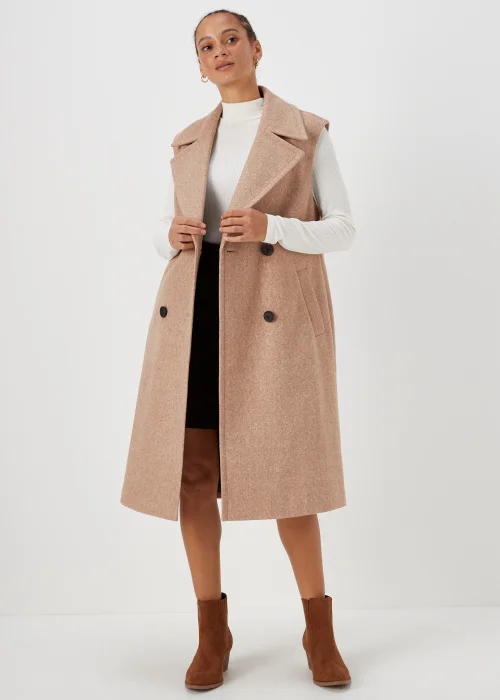 Oatmeal Sleeveless Overcoat - 8 Image 1