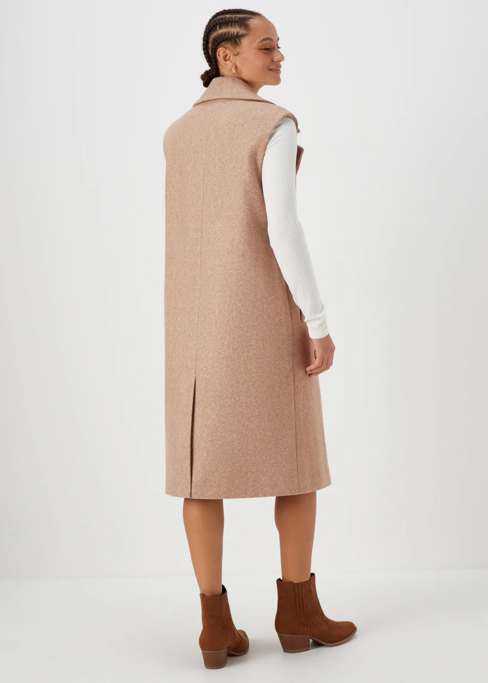 Oatmeal Sleeveless Overcoat - 8 Image 2