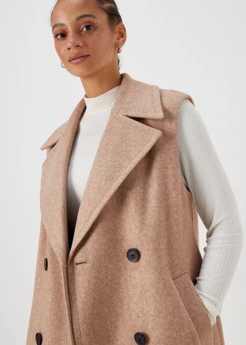 Oatmeal Sleeveless Overcoat - 8 Image 3