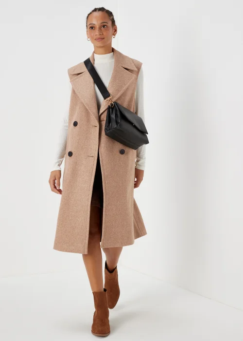 Oatmeal Sleeveless Overcoat - 8 Image 4