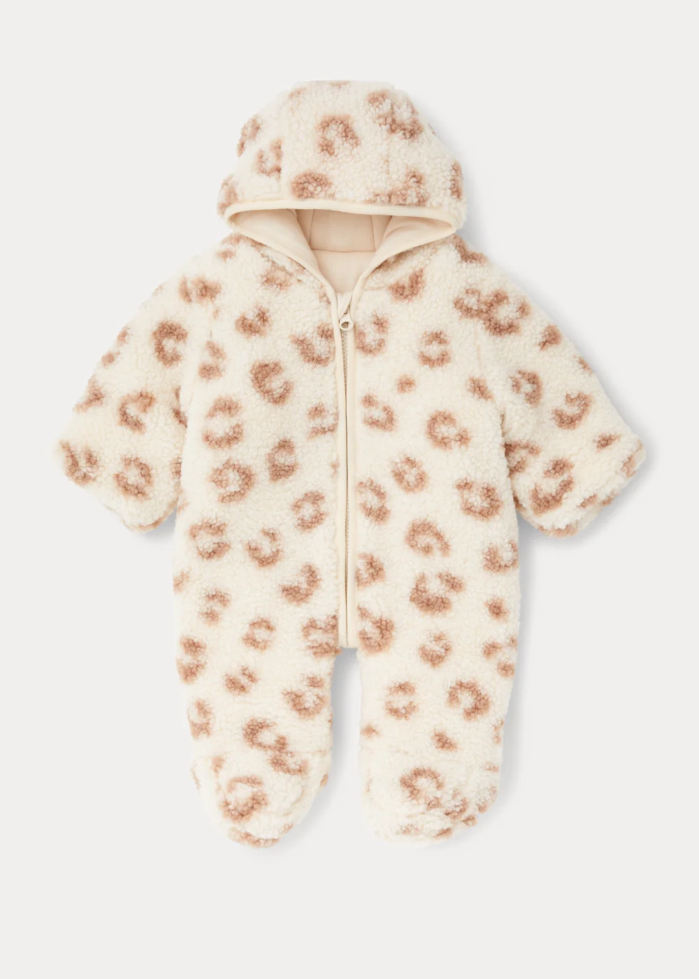 Baby Cream Leopard Print Snowsuit (Newborn-18mths) - 0-3 months Image 1